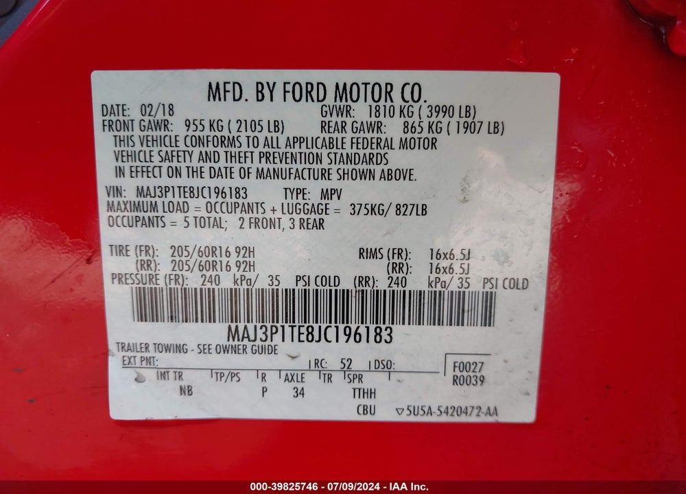 2018 FORD ECOSPORT SE VIN: MAJ3P1TE8JC196183