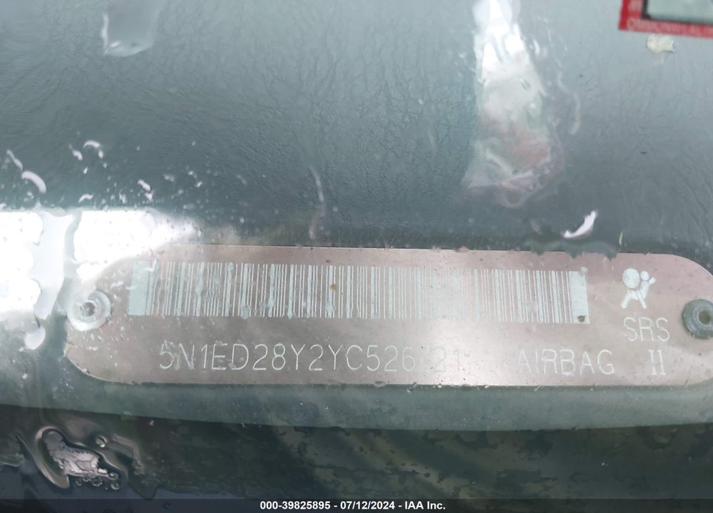 2000 NISSAN XTERRA SE/XE VIN: 5N1ED28Y2YC526121