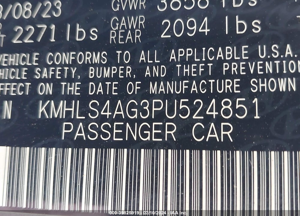 2023 HYUNDAI ELANTRA SEL VIN: KMHLS4AG3PU524851