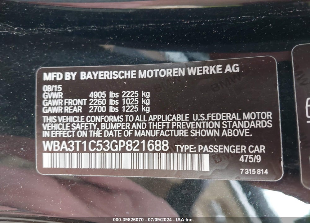 2016 BMW 428I XDRIVE VIN: WBA3T1C53GP821688