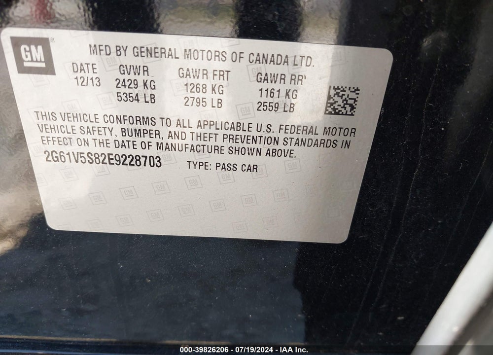 2014 CADILLAC XTS VSPORT PREMIUM VIN: 2G61V5S82E9228703
