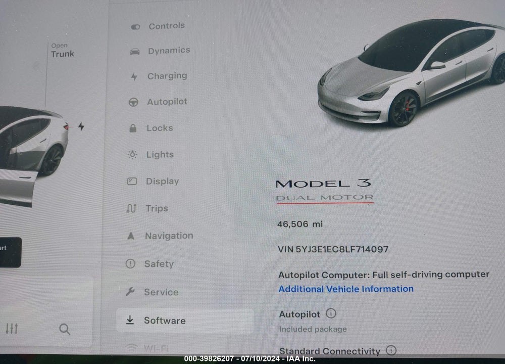 2020 TESLA MODEL 3 PERFORMANCE DUAL MOTOR ALL-WHEEL DRIVE VIN: 5YJ3E1EC8LF714097