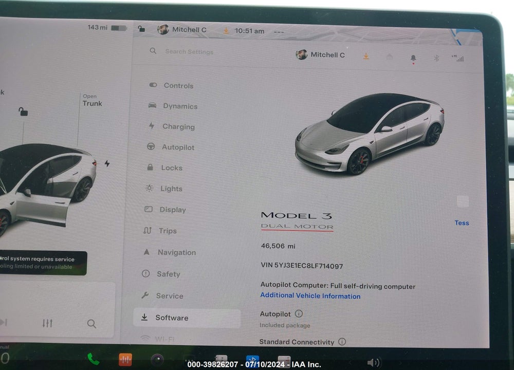 2020 TESLA MODEL 3 PERFORMANCE DUAL MOTOR ALL-WHEEL DRIVE VIN: 5YJ3E1EC8LF714097