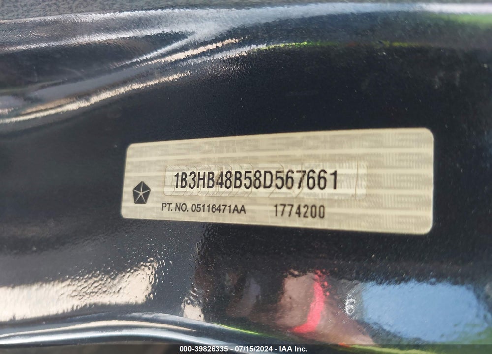 2008 DODGE CALIBER SXT VIN: 1B3HB48B58D567661