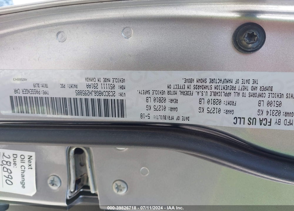 2018 CHRYSLER 300 300S VIN: 2C3CCABG6JH295885