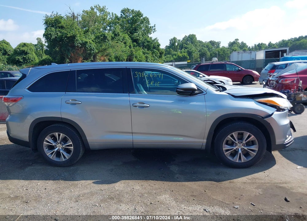 2014 TOYOTA HIGHLANDER XLE V6 VIN: 5TDJKRFH3ES022868
