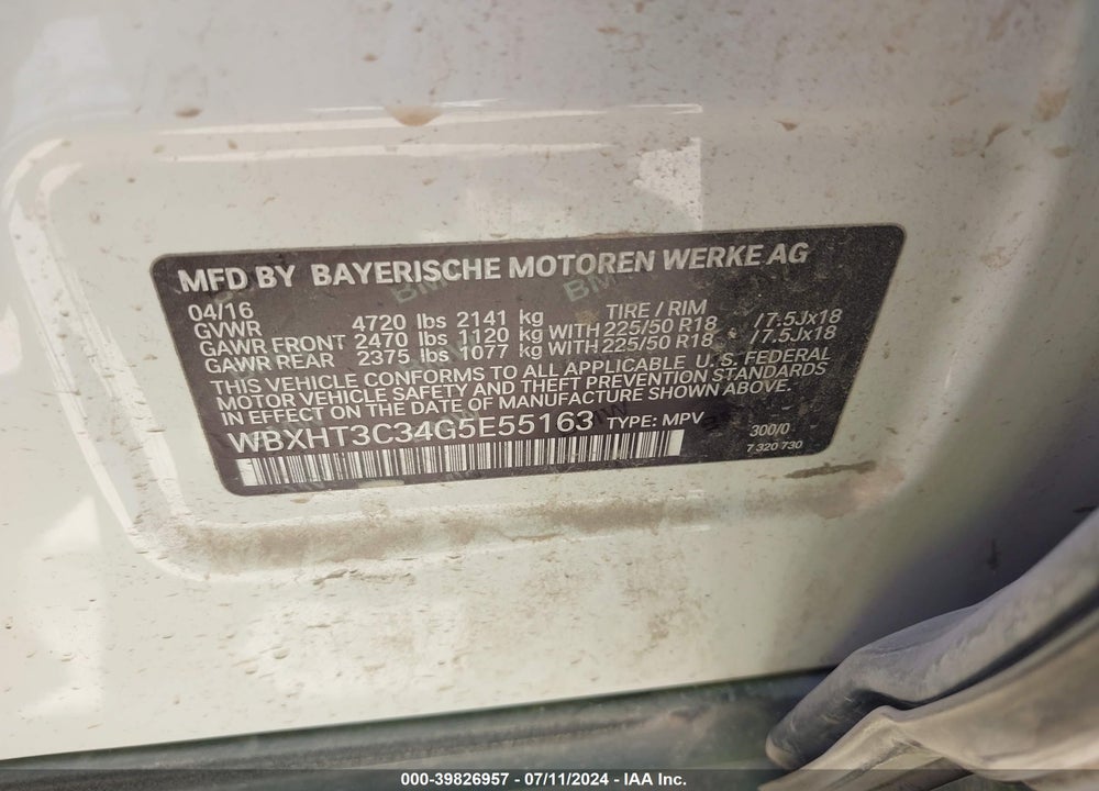 2016 BMW X1 XDRIVE28I VIN: WBXHT3C34G5E55163