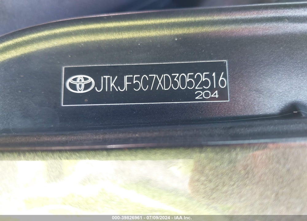 2013 SCION TC VIN: JTKJF5C7XD3052516