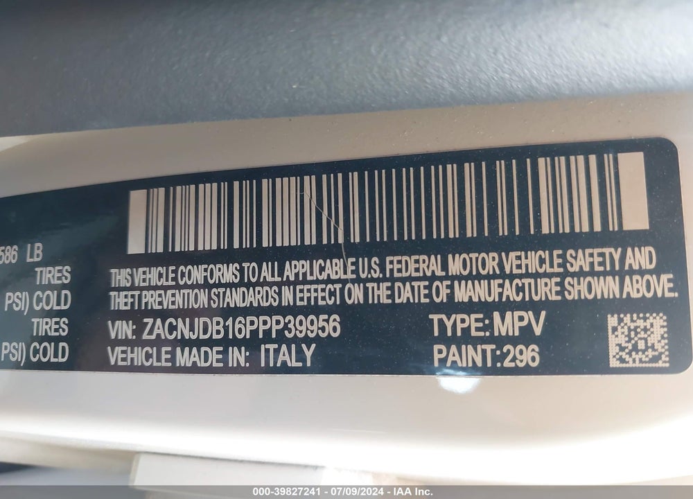 2023 JEEP RENEGADE UPLAND 4X4 VIN: ZACNJDB16PPP39956