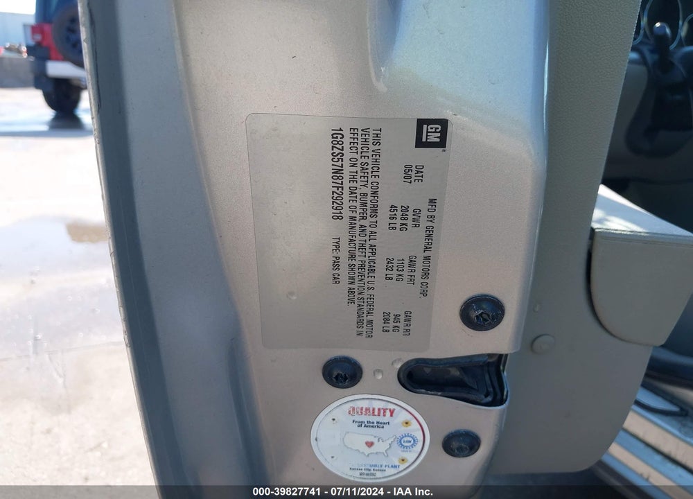 2007 SATURN AURA XE VIN: 1G8ZS57N87F292918