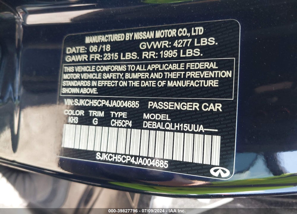 2018 INFINITI QX30 LUXE VIN: SJKCH5CP4JA004685