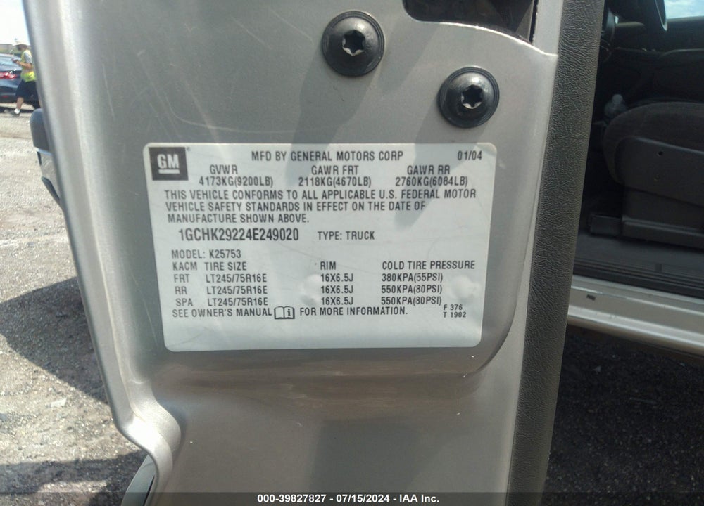 2004 CHEVROLET SILVERADO 2500HD LS VIN: 1GCHK29224E249020