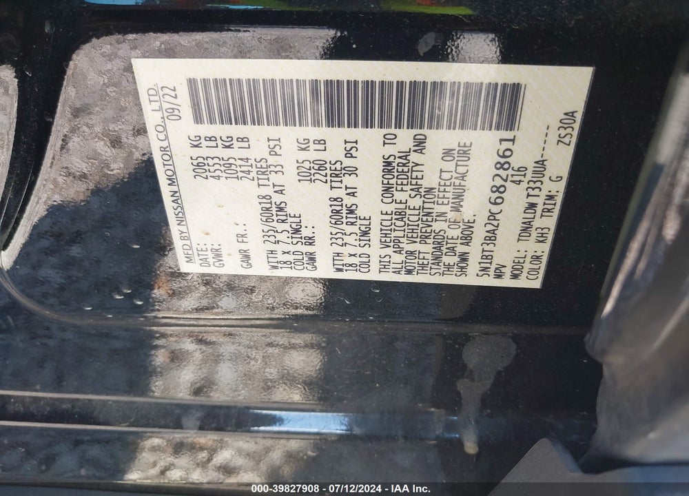 2023 NISSAN ROGUE SV FWD VIN: 5N1BT3BA2PC682861
