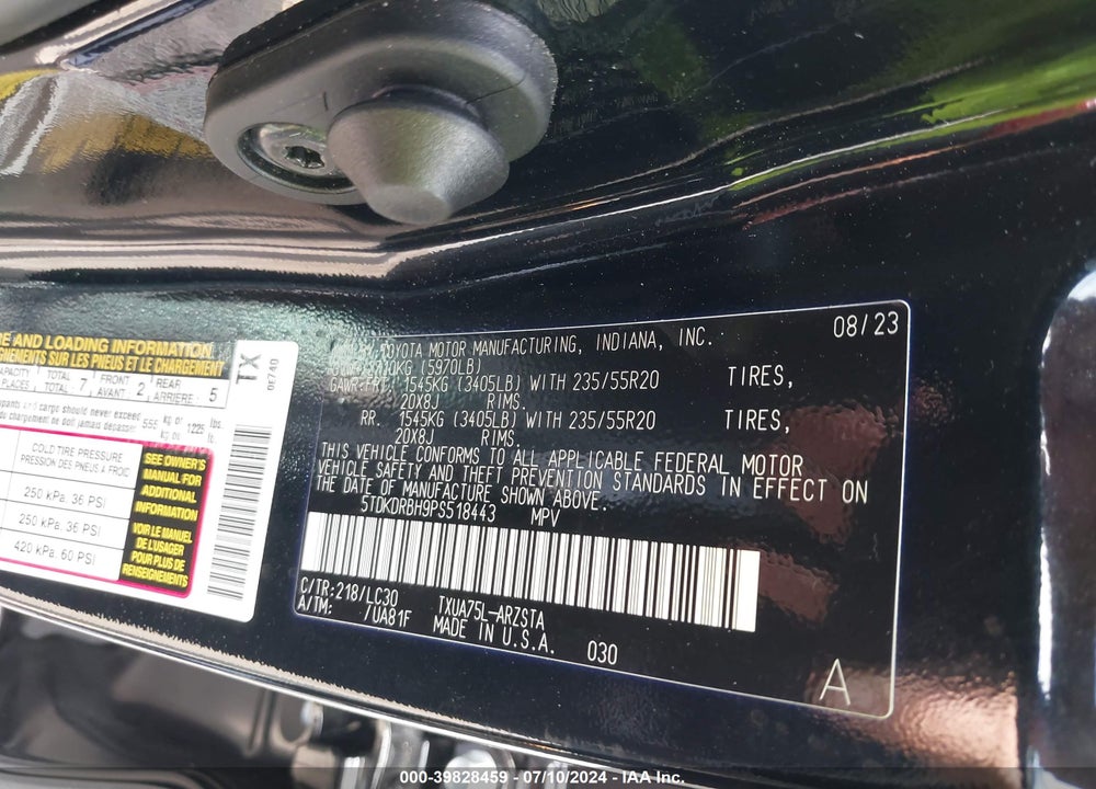 2023 TOYOTA HIGHLANDER XSE VIN: 5TDKDRBH9PS518443