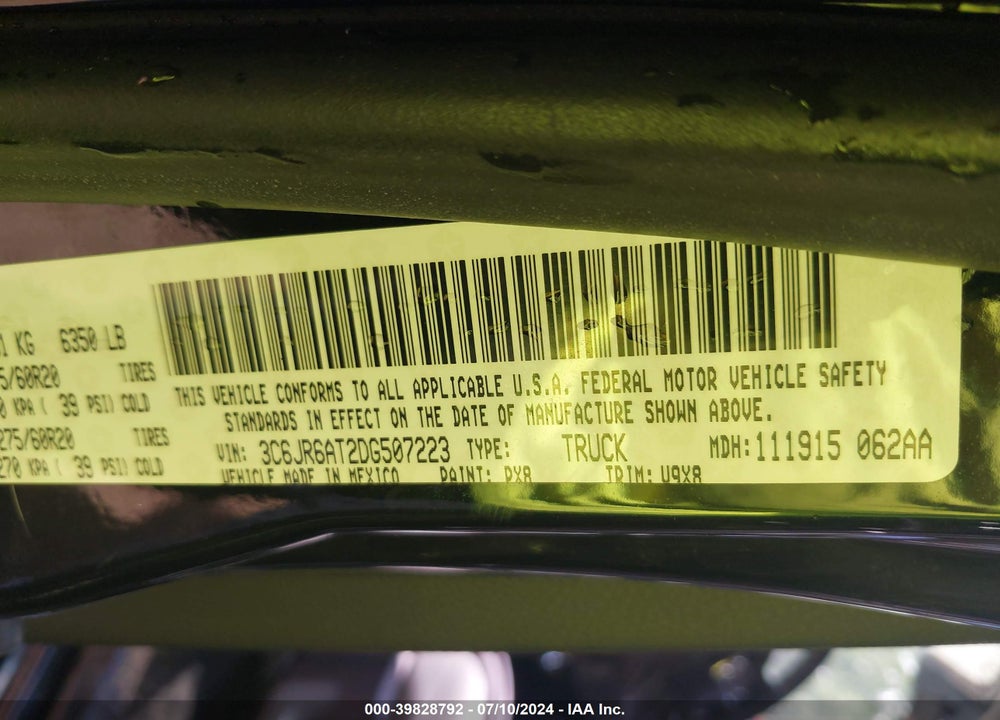 2013 RAM 1500 EXPRESS VIN: 3C6JR6AT2DG507223