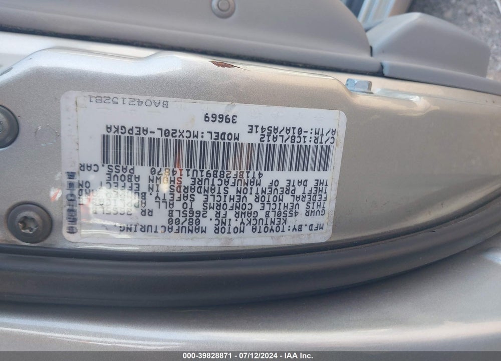 2001 TOYOTA AVALON XLS VIN: 4T1BF28B91U114870