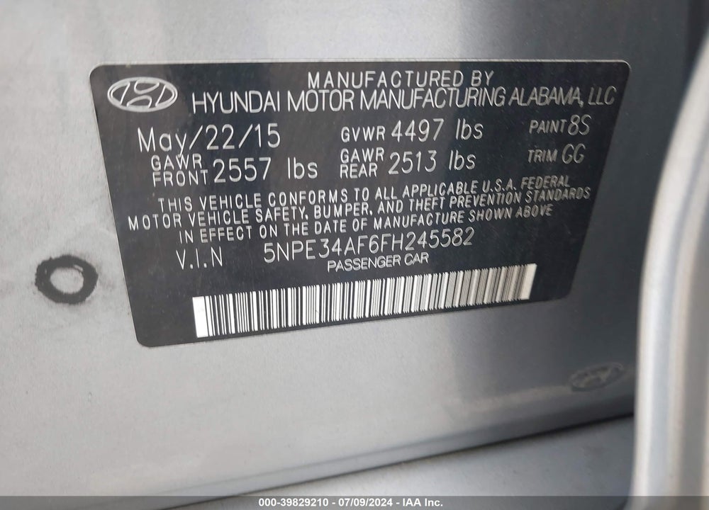 2015 HYUNDAI SONATA SPORT VIN: 5NPE34AF6FH245582