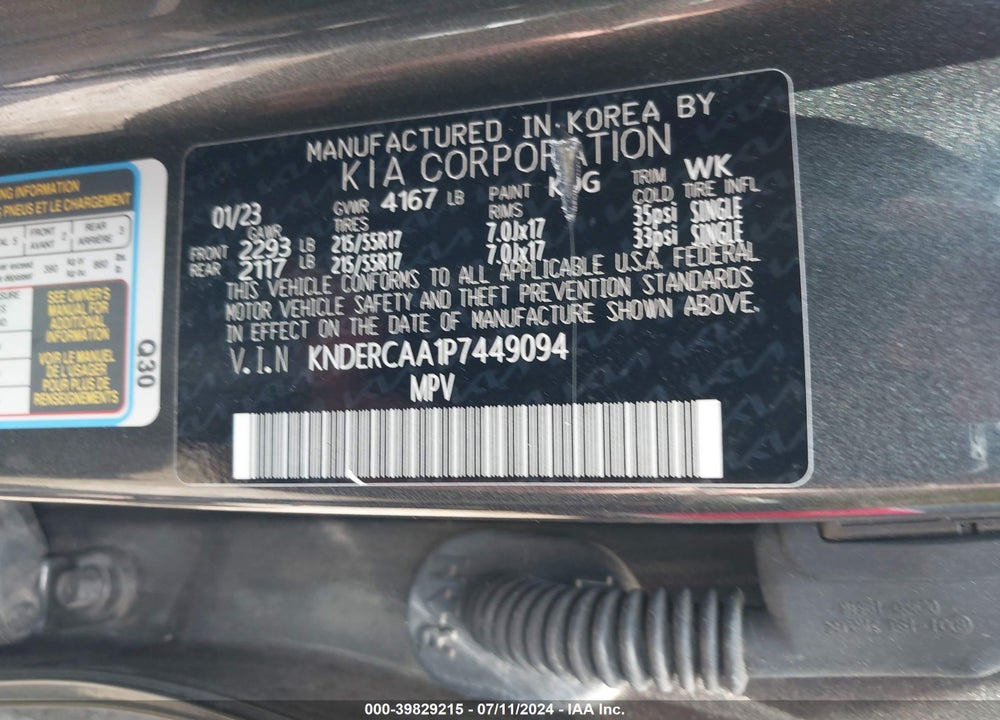 2023 KIA SELTOS EX VIN: KNDERCAA1P7449094