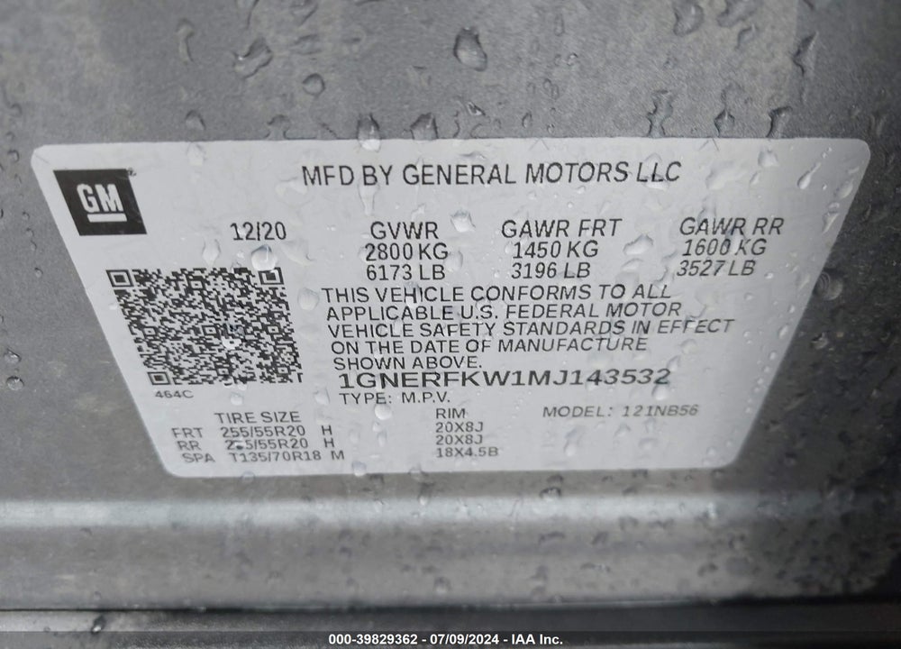 2021 CHEVROLET TRAVERSE FWD LS VIN: 1GNERFKW1MJ143532