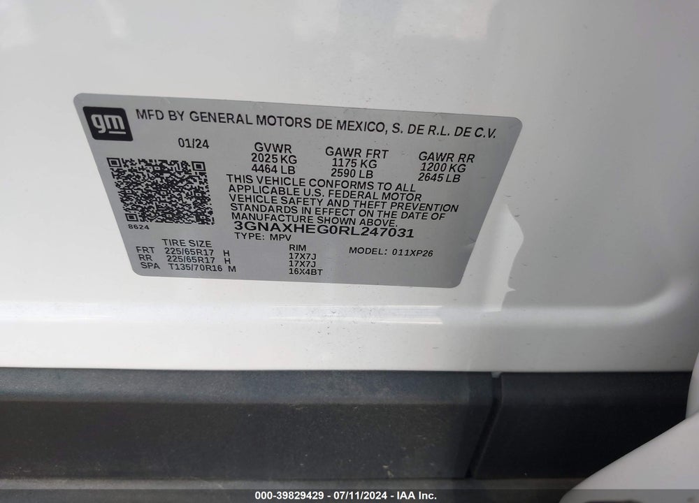 2024 CHEVROLET EQUINOX FWD LS VIN: 3GNAXHEG0RL247031