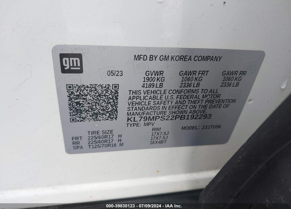 2023 CHEVROLET TRAILBLAZER FWD LT VIN: KL79MPS22PB192293