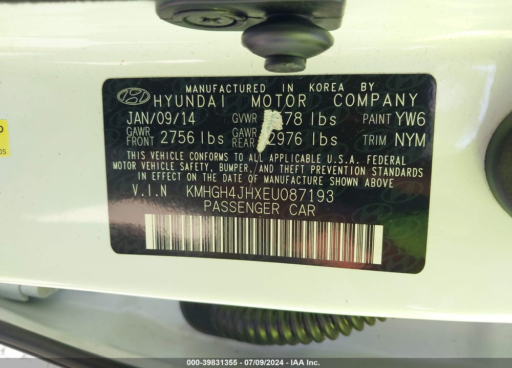 2014 HYUNDAI EQUUS SIGNATURE VIN: KMHGH4JHXEU087193