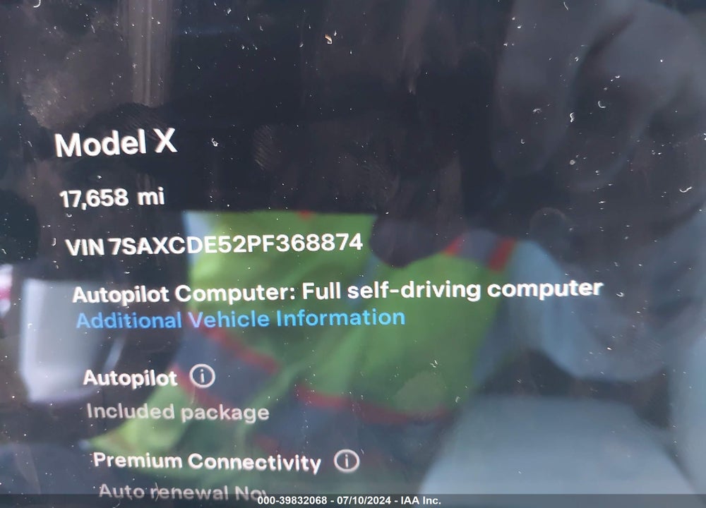 2023 TESLA MODEL X VIN: 7SAXCDE52PF368874