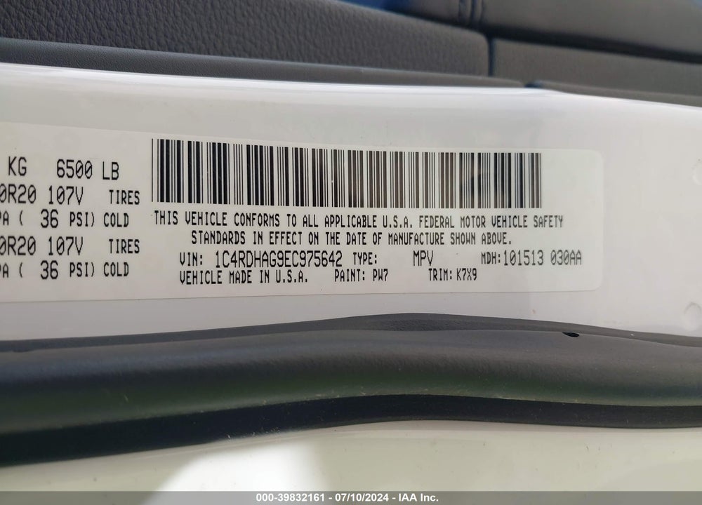2014 DODGE DURANGO SXT VIN: 1C4RDHAG9EC975642