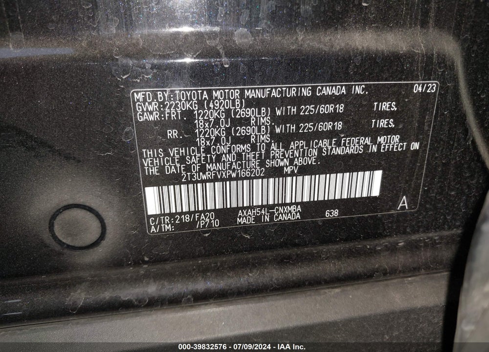 2023 TOYOTA RAV4 HYBRID WOODLAND EDITION VIN: 2T3UWRFVXPW166202