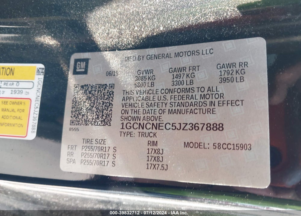 2018 CHEVROLET SILVERADO 1500 LS VIN: 1GCNCNEC5JZ367888