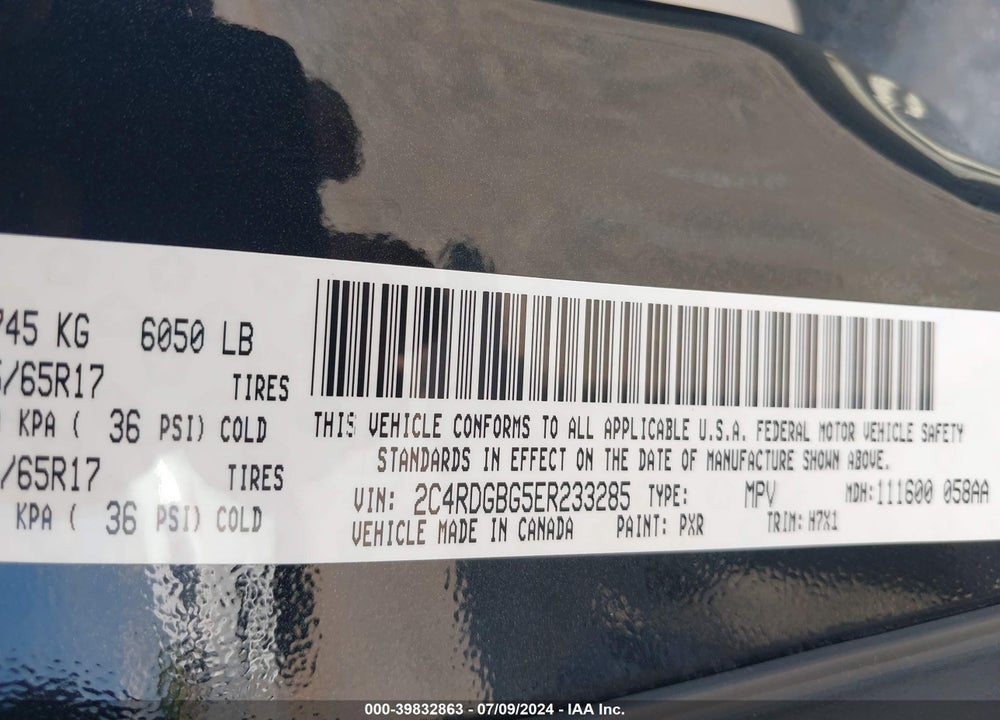 2014 DODGE GRAND CARAVAN SE VIN: 2C4RDGBG5ER233285