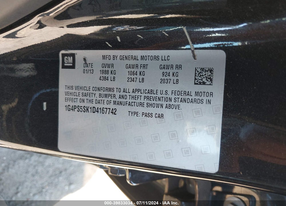 2013 BUICK VERANO LEATHER GROUP VIN: 1G4PS5SK1D4167742