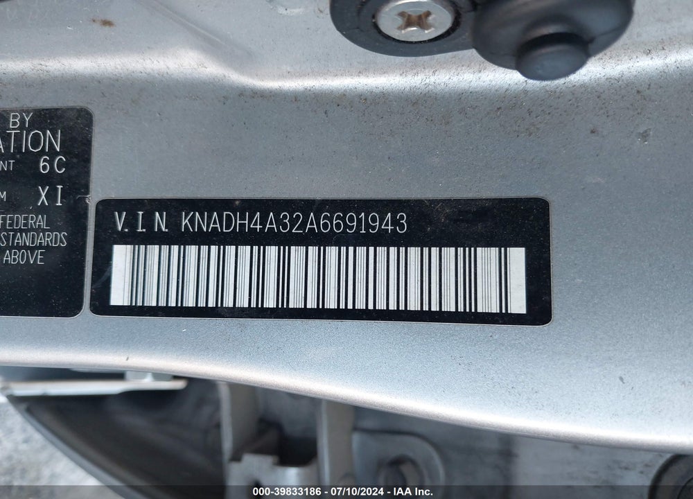 2010 KIA RIO LX VIN: KNADH4A32A6691943