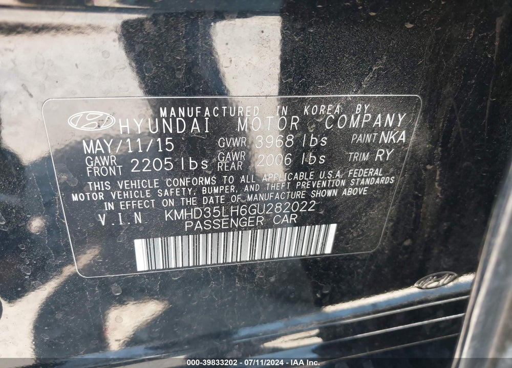 2016 HYUNDAI ELANTRA GT VIN: KMHD35LH6GU282022