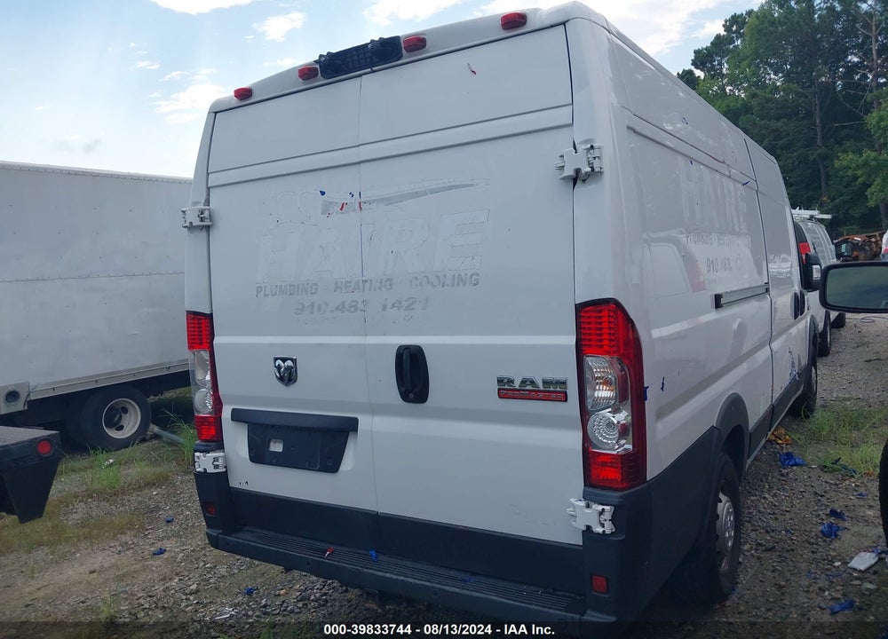 2019 RAM PROMASTER 3500 CARGO VAN HIGH ROOF 159 WB EXT VIN: 3C6URVJG5KE540106