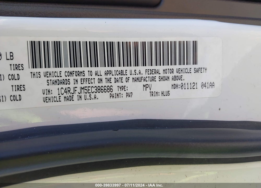 2014 JEEP GRAND CHEROKEE SUMMIT VIN: 1C4RJFJM5EC386686