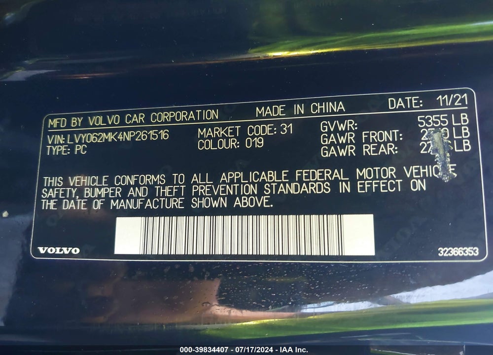 2022 VOLVO S90 B6 MOMENTUM VIN: LVY062MK4NP261516