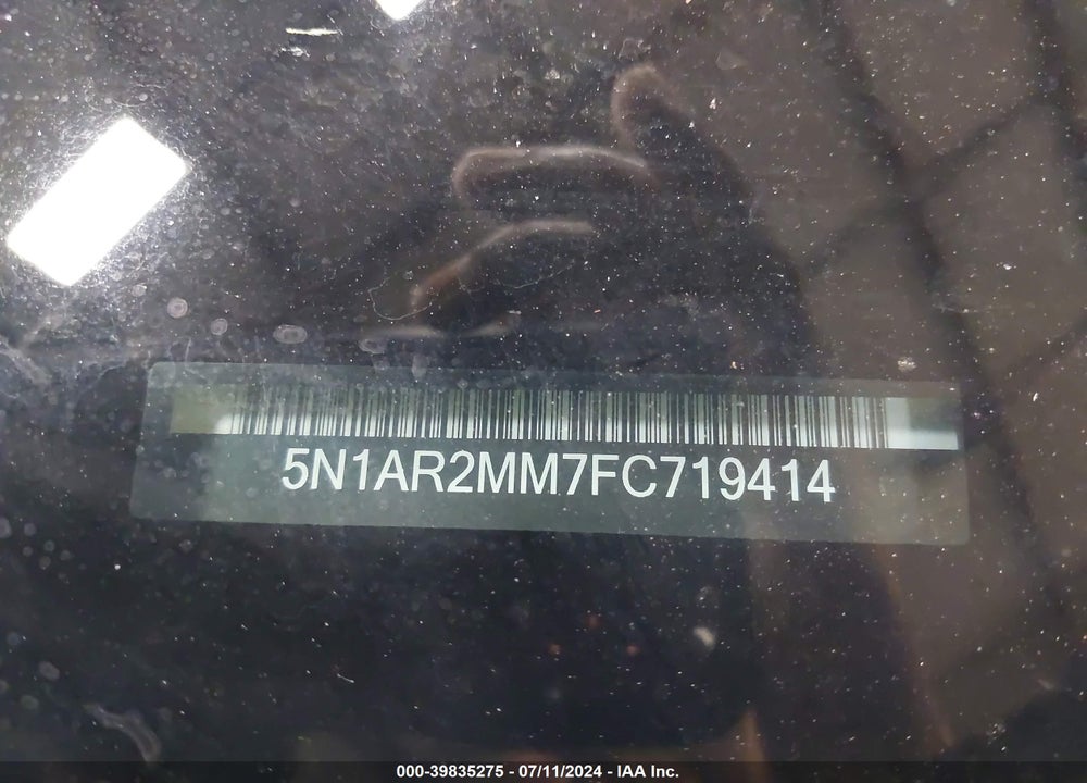 2015 NISSAN PATHFINDER SL VIN: 5N1AR2MM7FC719414