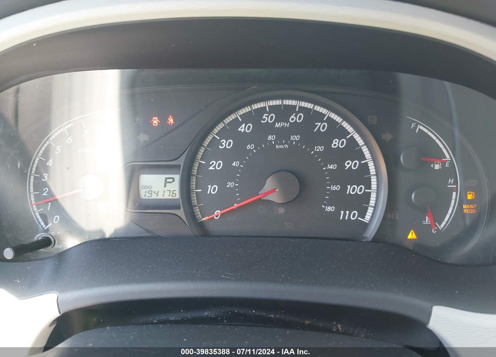 2012 TOYOTA SIENNA LE 7 PASSENGER VIN: 5TDJK3DC7CS044132