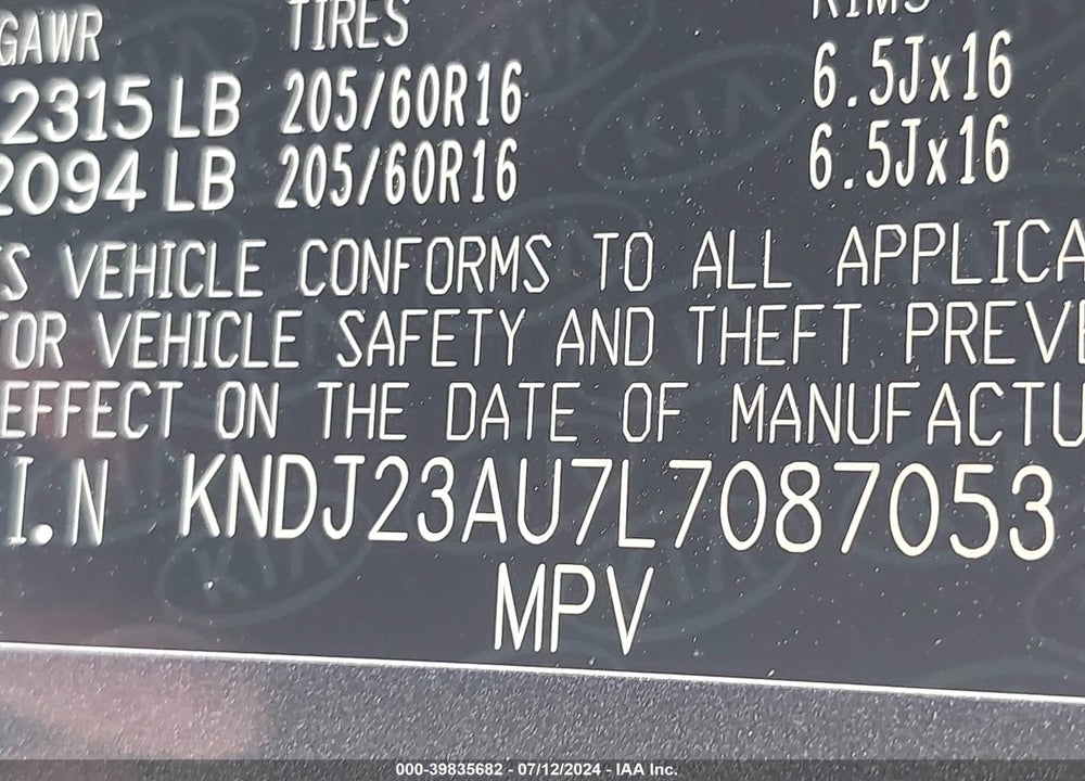 2020 KIA SOUL LX VIN: KNDJ23AU7L7087053