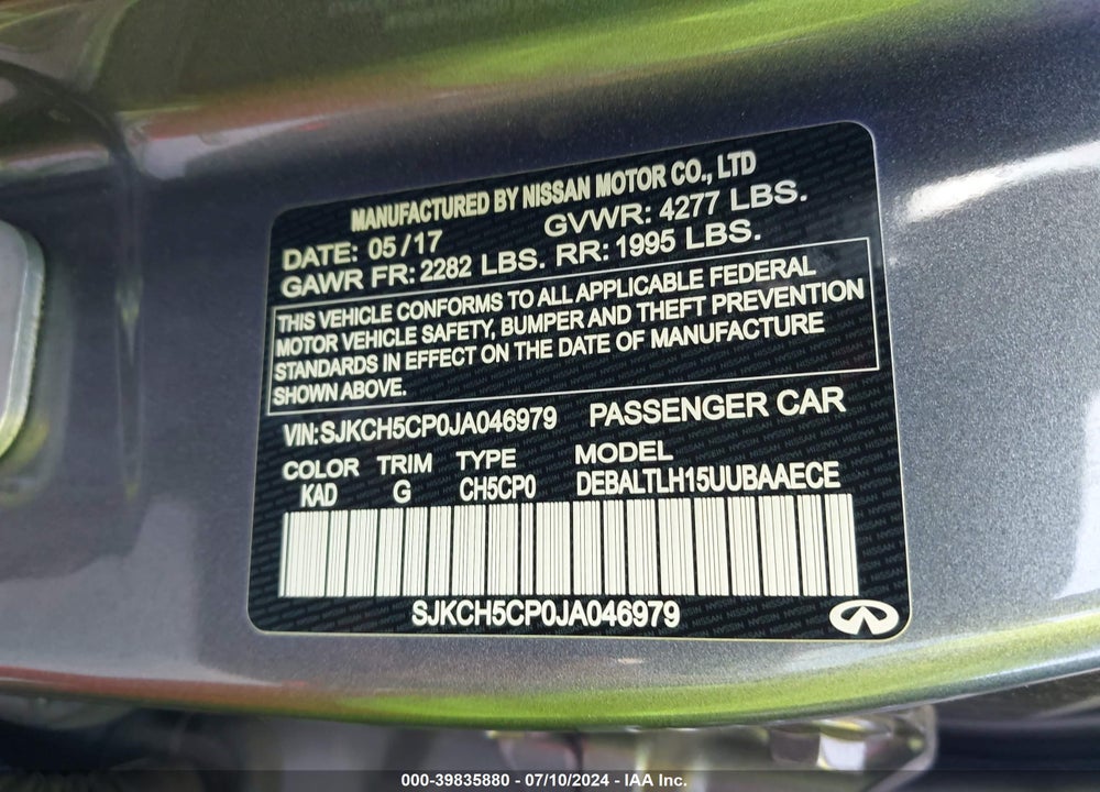 2018 INFINITI QX30 SPORT VIN: SJKCH5CP0JA046979