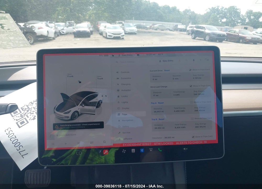 2022 TESLA MODEL 3 LONG RANGE DUAL MOTOR ALL-WHEEL DRIVE VIN: 5YJ3E1EB4NF181627