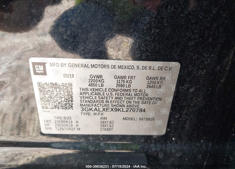 2019 GMC TERRAIN DENALI VIN: 3GKALXEX9KL270784