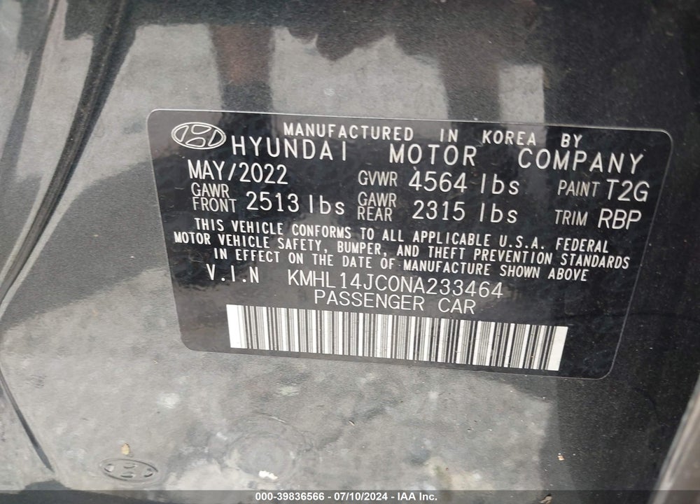 2022 HYUNDAI SONATA N LINE VIN: KMHL14JC0NA233464