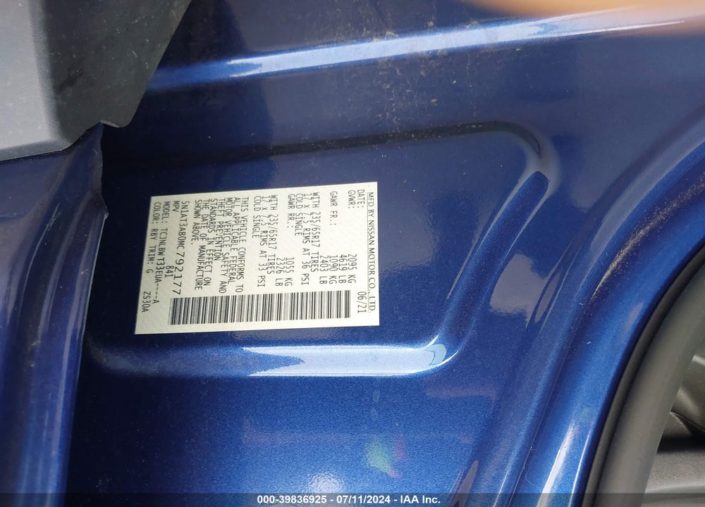 2021 NISSAN ROGUE S INTELLIGENT AWD VIN: 5N1AT3AB0MC792177