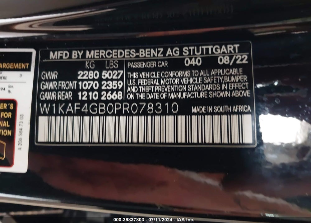 2023 MERCEDES-BENZ C 300 SEDAN VIN: W1KAF4GB0PR078310