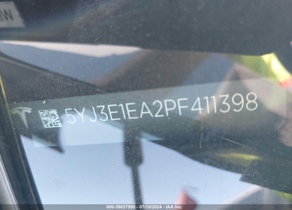2023 TESLA MODEL 3 REAR-WHEEL DRIVE VIN: 5YJ3E1EA2PF411398