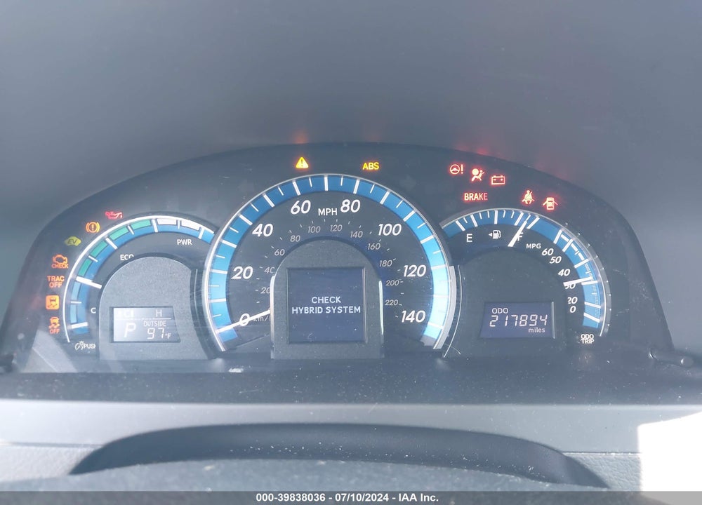 2012 TOYOTA CAMRY HYBRID XLE VIN: 4T1BD1FK8CU062864