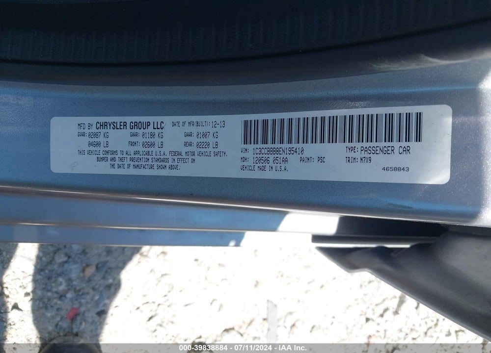 2014 CHRYSLER 200 TOURING VIN: 1C3CCBBB8EN195410