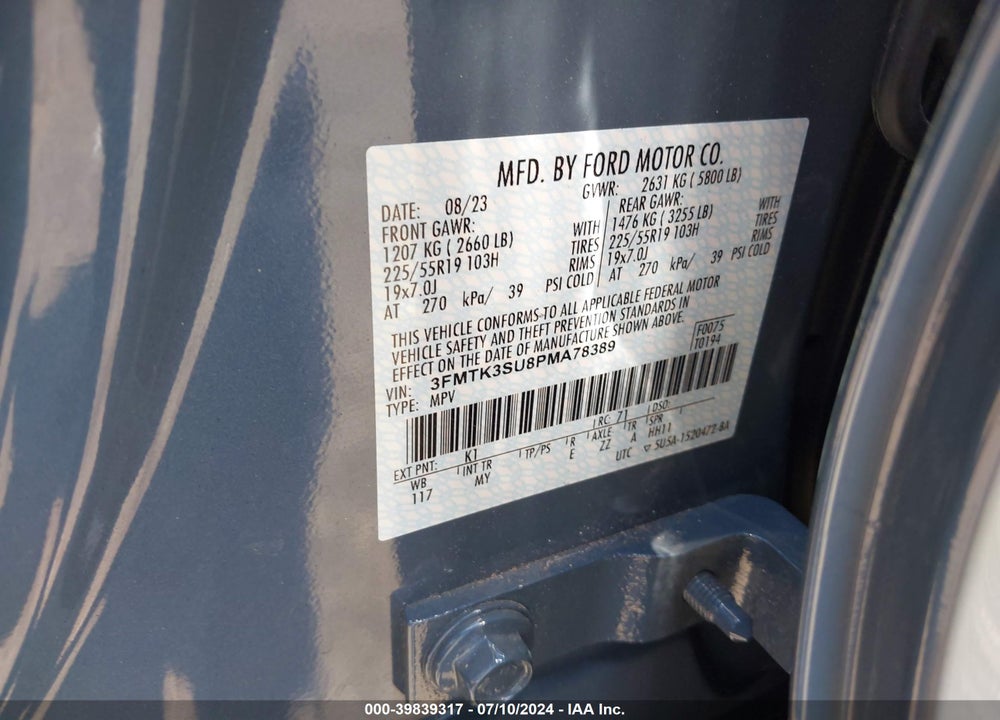 2023 FORD MUSTANG MACH-E PREMIUM VIN: 3FMTK3SU8PMA78389